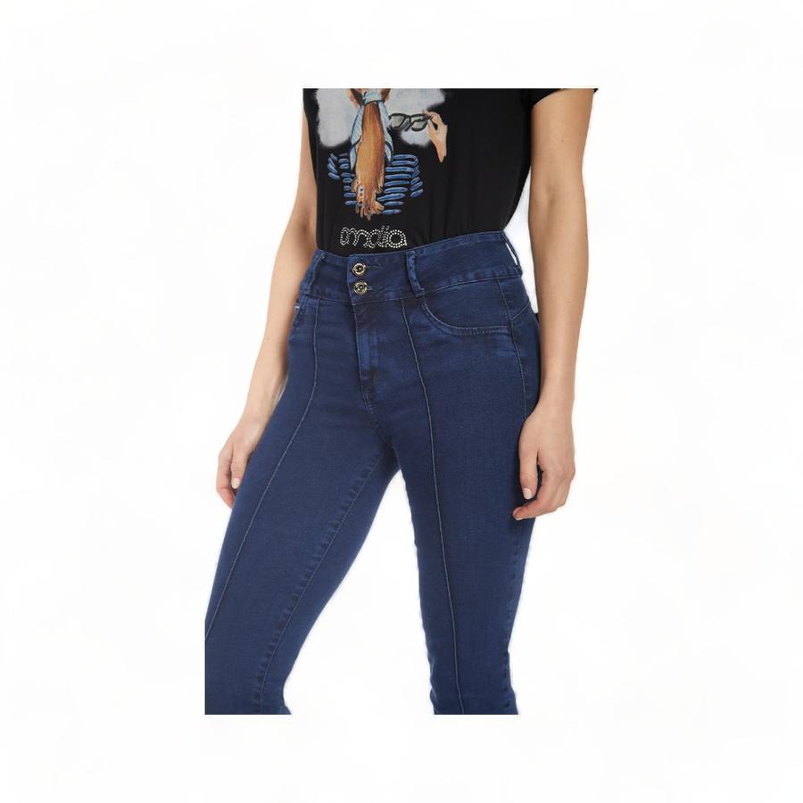Jeans Mujer Amalia Jeans Tiro Alto Recto  Azul