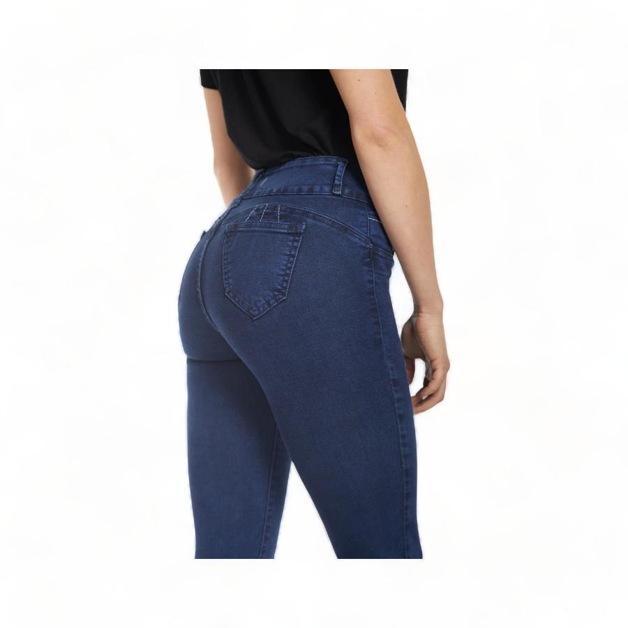 Jeans Mujer Amalia Jeans Tiro Alto Recto Azul