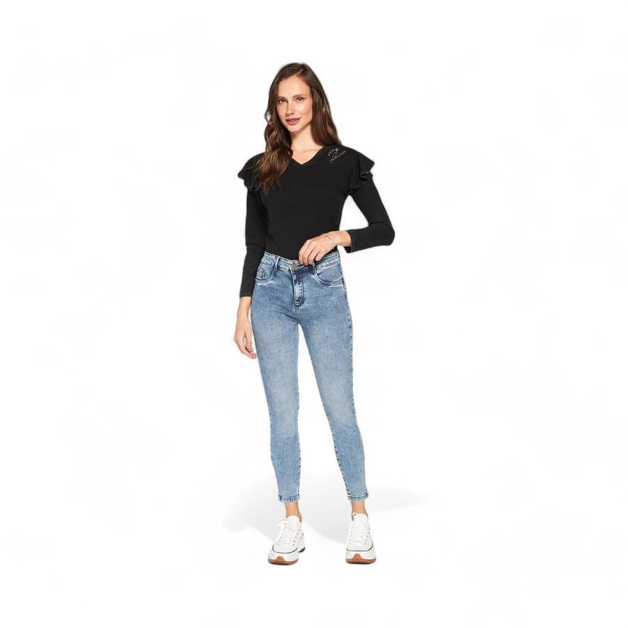 Jeans Mujer Amalia Jeans 4463 Tiro Alto Pitillo Celeste