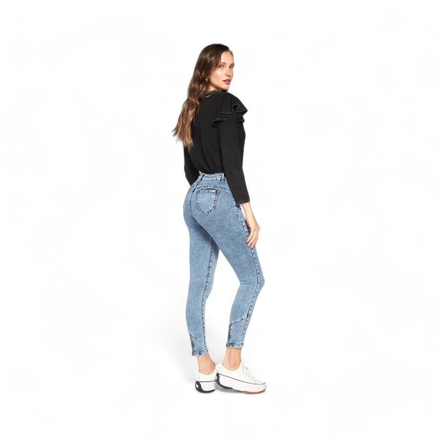 Jeans Mujer Amalia Jeans 4463 Tiro Alto Pitillo Celeste