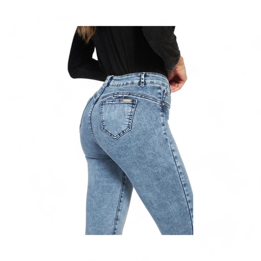 Jeans Mujer Amalia Jeans 4463 Tiro Alto Pitillo Celeste