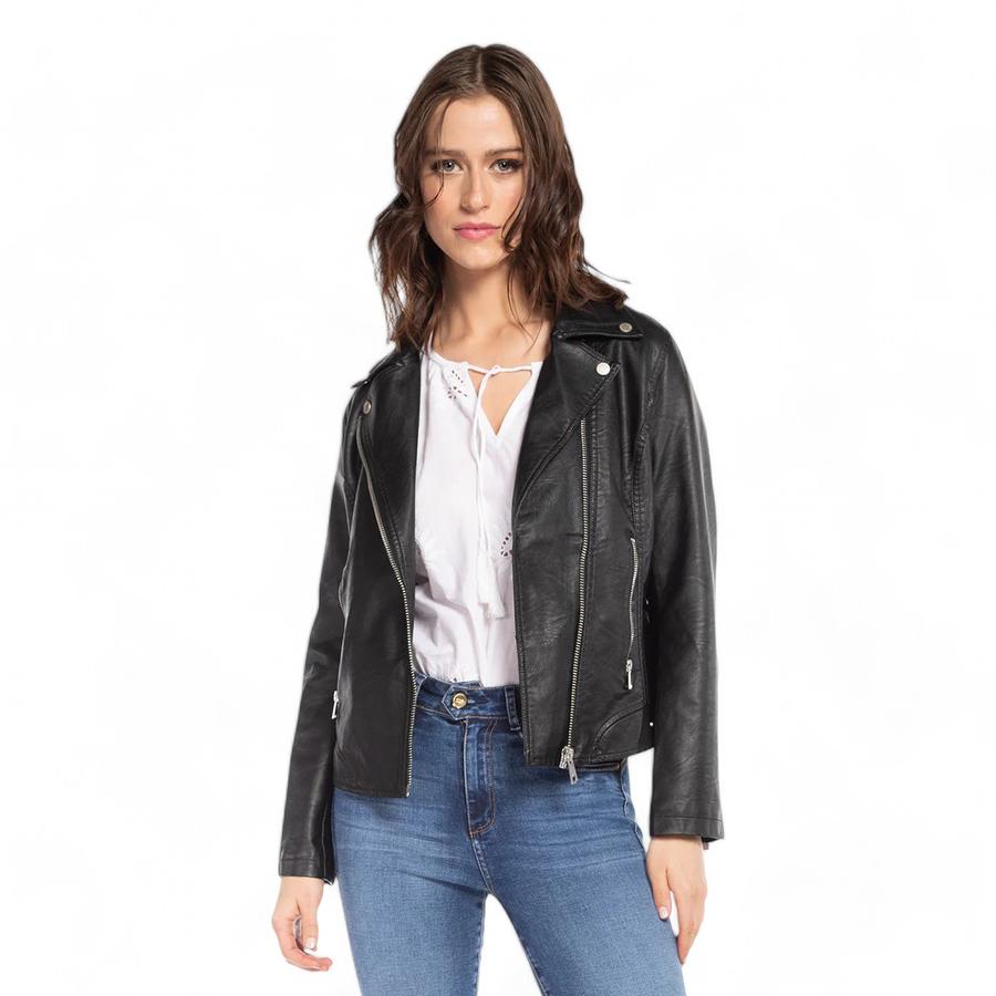 Chaqueta Biker Mujer Amalia Eco Cuero Negro