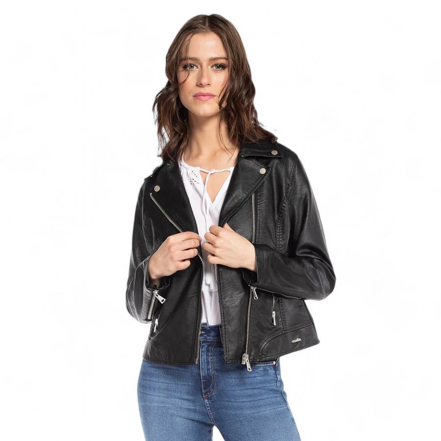 Chaqueta Biker Mujer Amalia Eco Cuero Negro