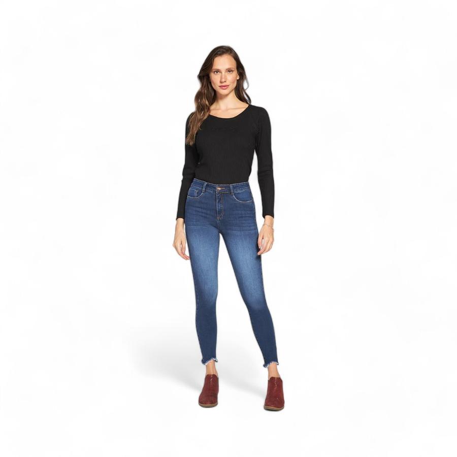Jeans Mujer Amalia Jeans 4571 Tiro Alto Pitillo Azul