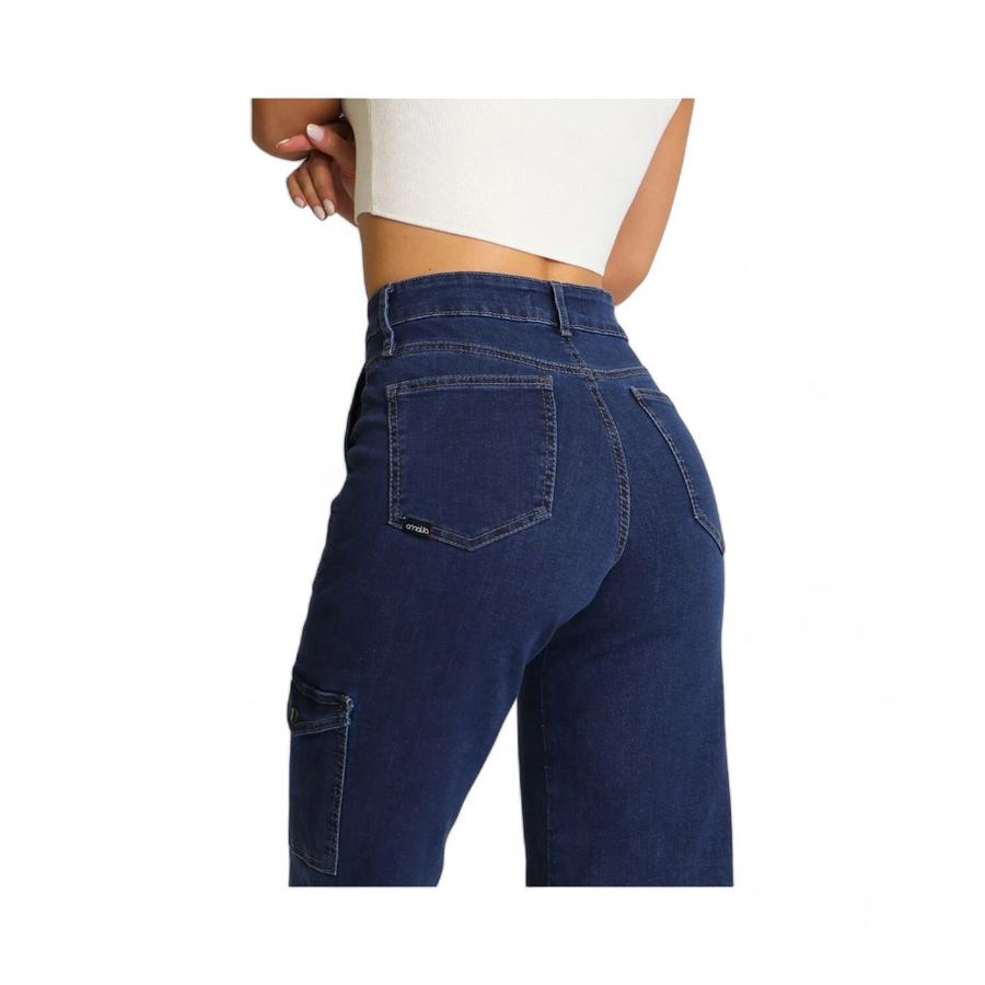Jeans Mujer Amalia Jeans 4838 Wide Leg Cargo Azul
