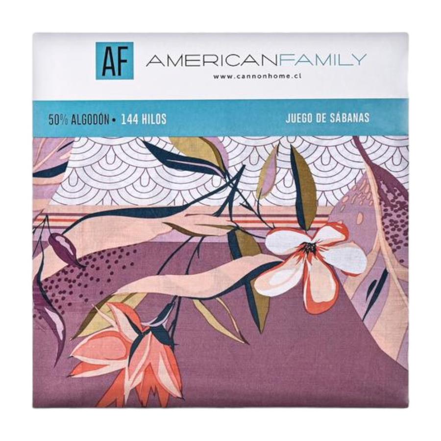 Juego Sábana American Family 144 Hilos 1.5 Plazas Kendari