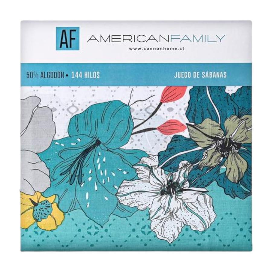 Juego Sábana American Family 144 Hilos 1.5 Plazas Papua