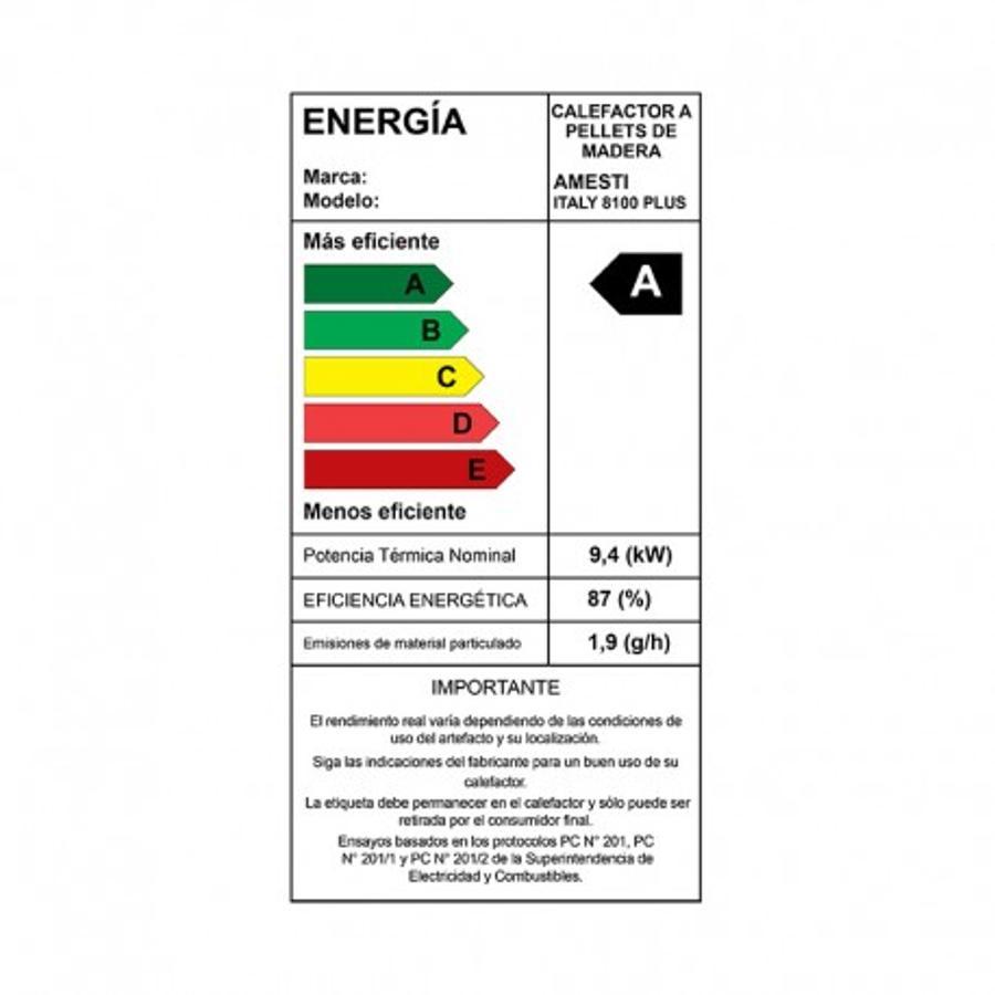Calefactor Pellet Amesti Italy 8100 Plus Negra