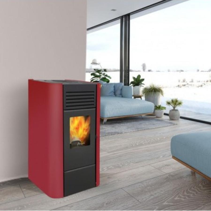 Estufa Pellet Amesti Milano Rojo
