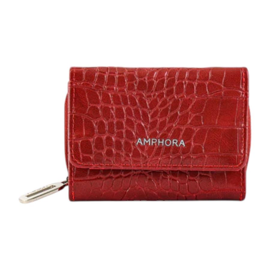 Billetera Cierre Exterior Pequeña Mujer Amphora Croccos Rojo