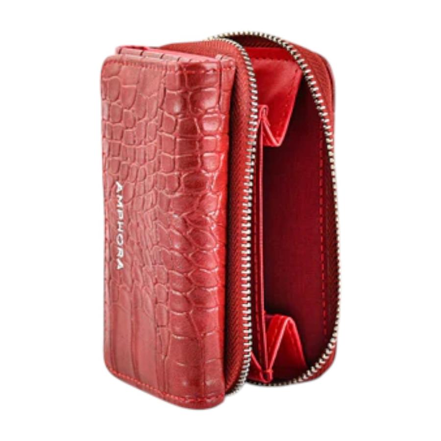 Billetera Cierre Exterior Pequeña Mujer Amphora Croccos Rojo