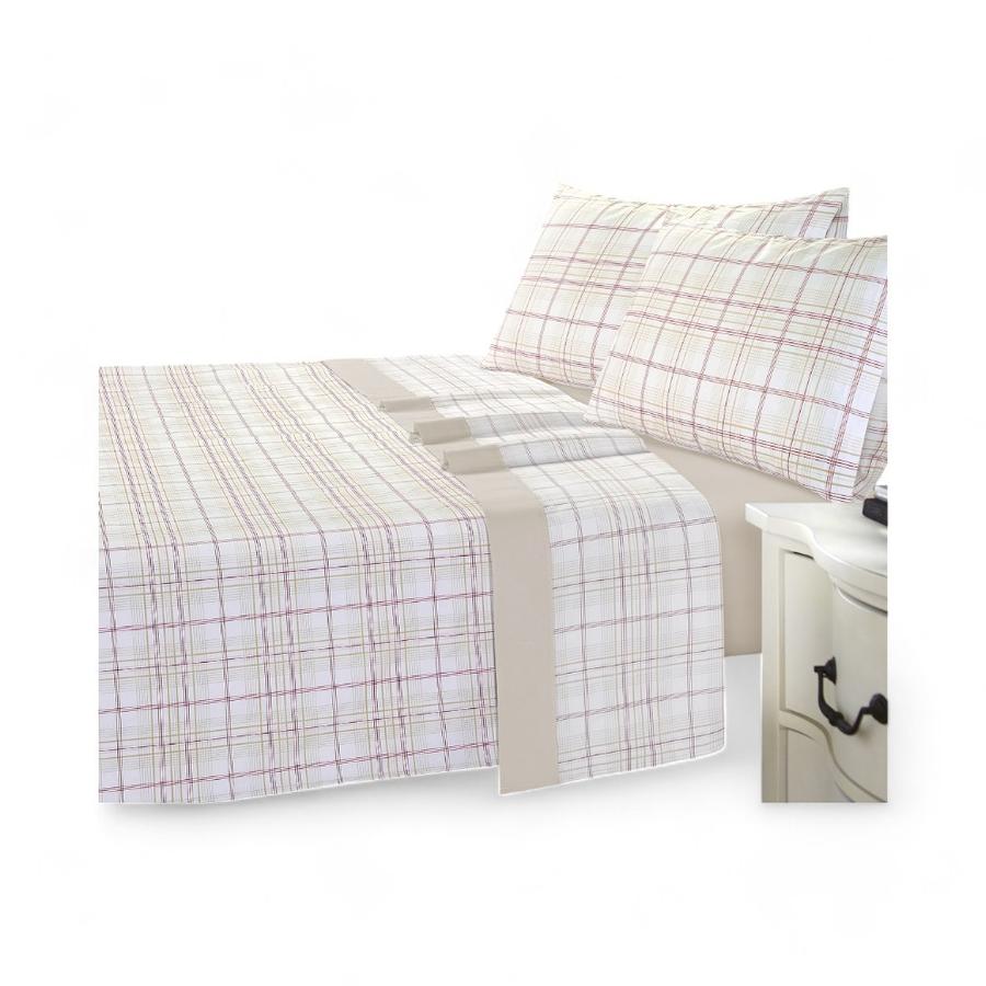 Juego Sábanas Andes Escoces 105 180 Hilos 1.5 Plazas Taupe