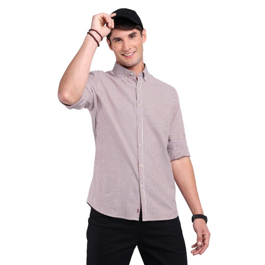 Camisa Rayas Hombre Arrow Rojo