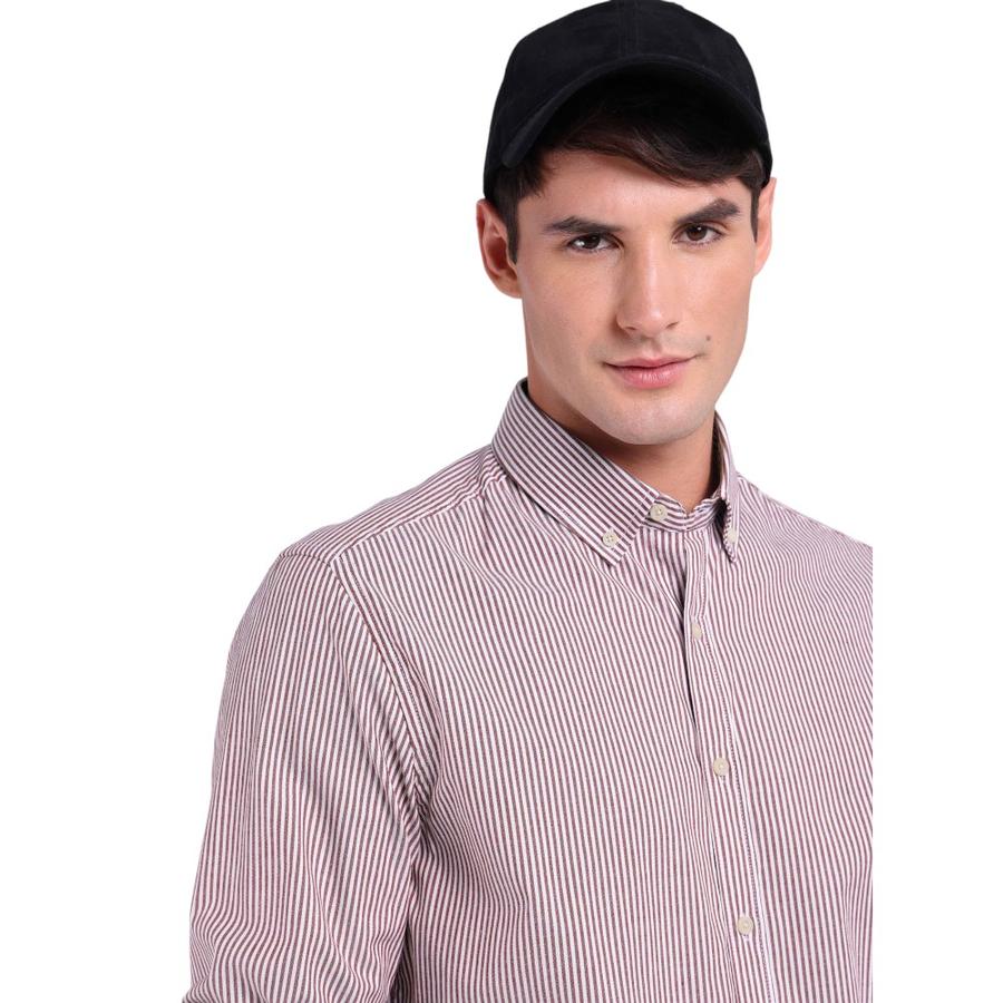 Camisa Rayas Hombre Arrow Rojo
