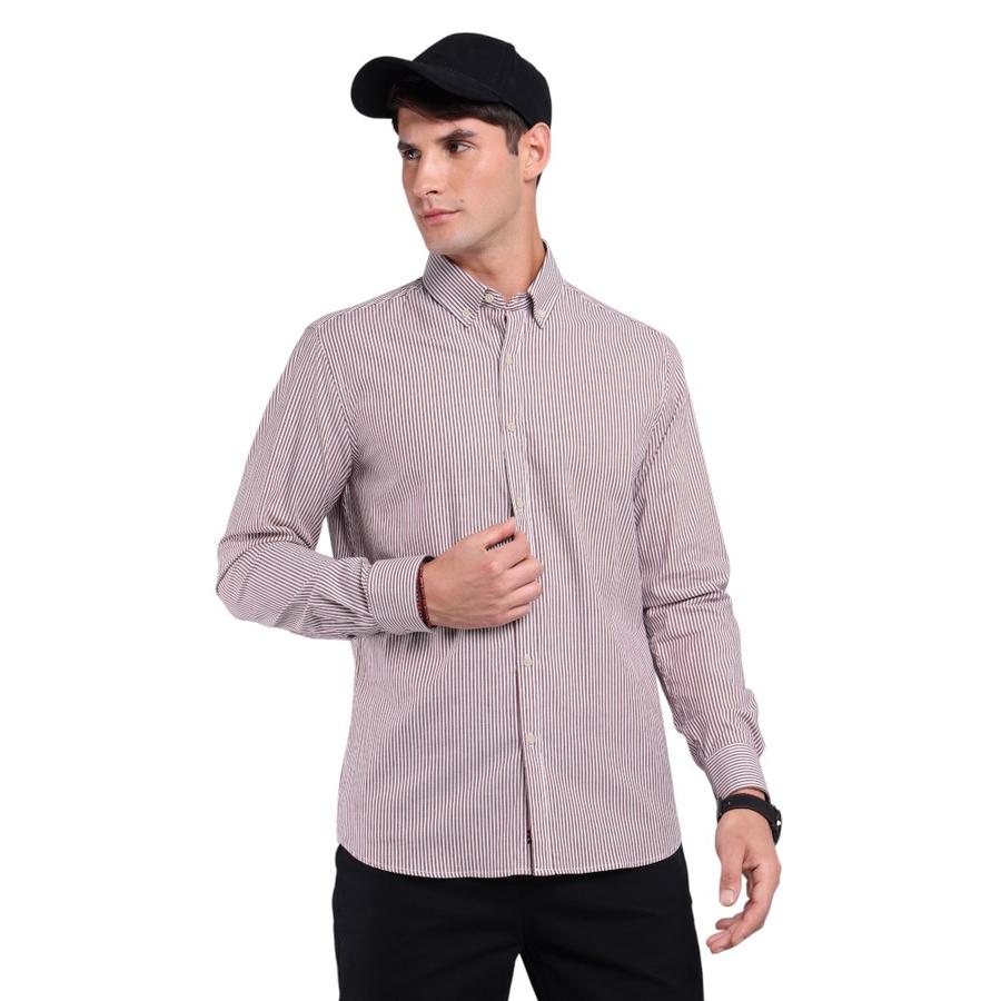 Camisa Rayas Hombre Arrow Rojo