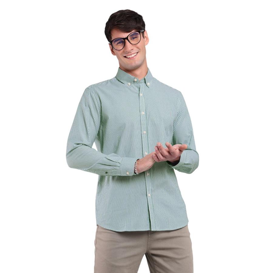 Camisa Rayas Hombre Arrow Verde