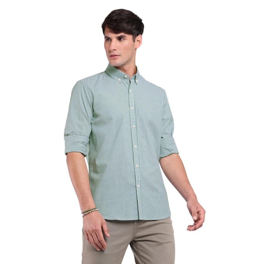 Camisa Rayas Hombre Arrow Verde
