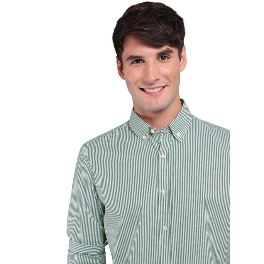 Camisa Rayas Hombre Arrow Verde