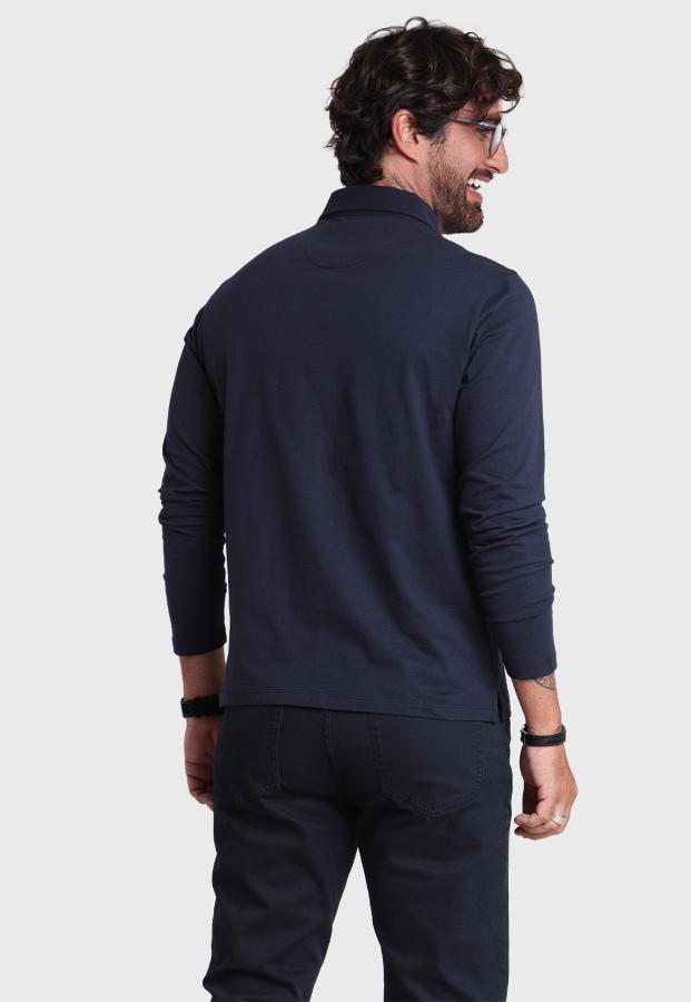 Polera Piqué Manga Larga Arrow Hombre Azul