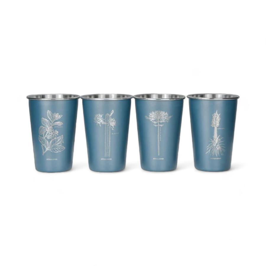 Set 4 Vasos Atakama Outdoor Flora Chilena 480 Ml Azul