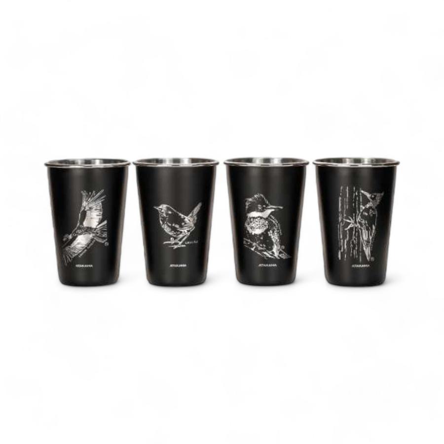 Set 4 Vasos Atakama Outdoor Aves Chilenas 480 Ml Negro