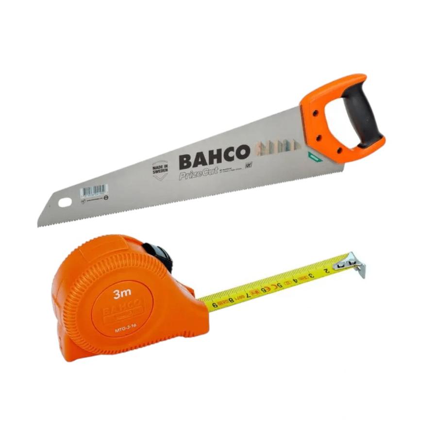 Kit Bahco Serrucho 19" + Huincha Metrica 5 Metros Naranjo