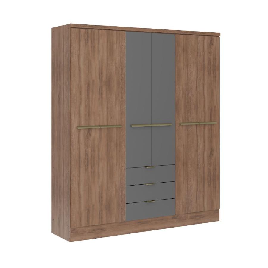 Closet  Troy 6 Puertas Con 3 Cajones Titanium