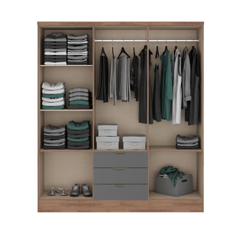 Closet  Troy 6 Puertas Con 3 Cajones Titanium