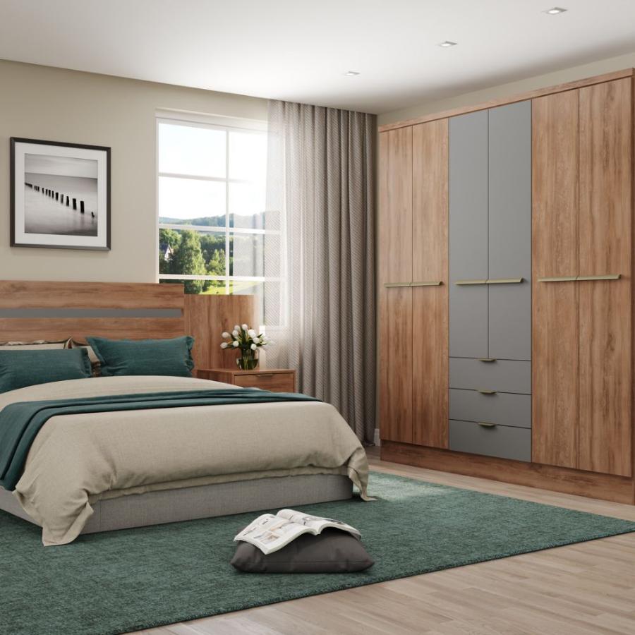 Closet  Troy 6 Puertas Con 3 Cajones Titanium