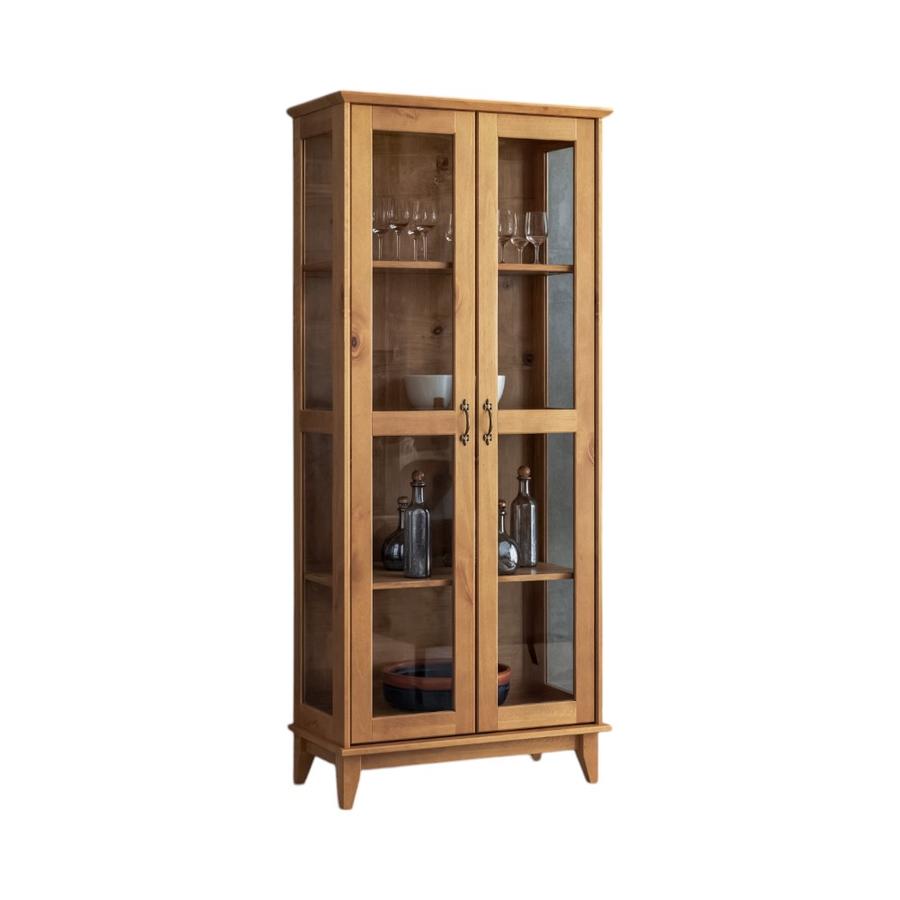 Vitrina Cristalera Baum Bella 2 Puertas 4 Repisas Café Roble