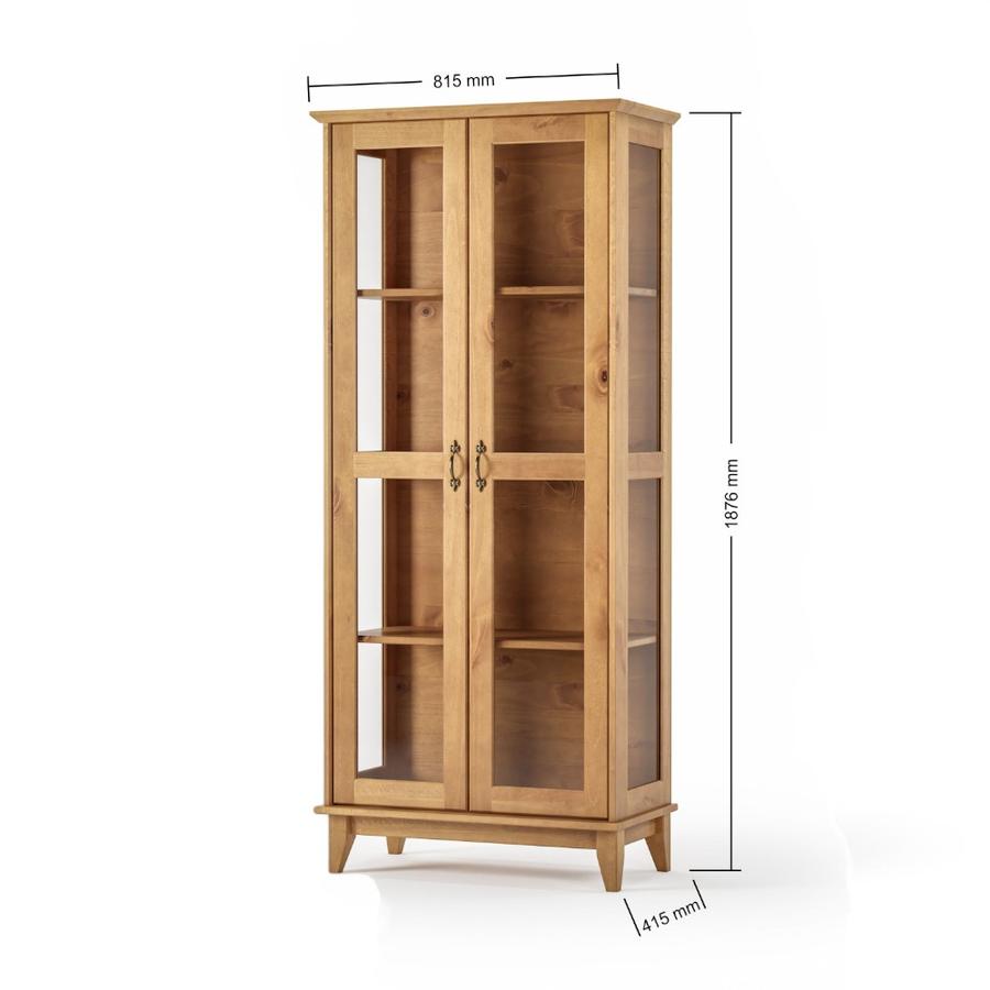 Vitrina Cristalera Baum Bella 2 Puertas 4 Repisas Café Roble