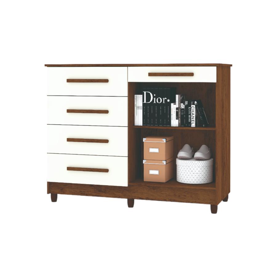 Comoda Baum Sirius 2 Puertas 5 Cajones Imbuia