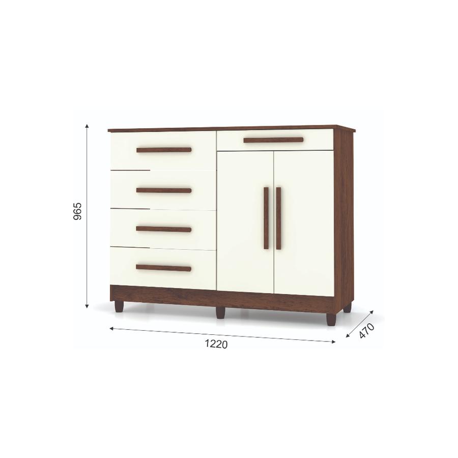 Comoda Baum Sirius 2 Puertas 5 Cajones Imbuia