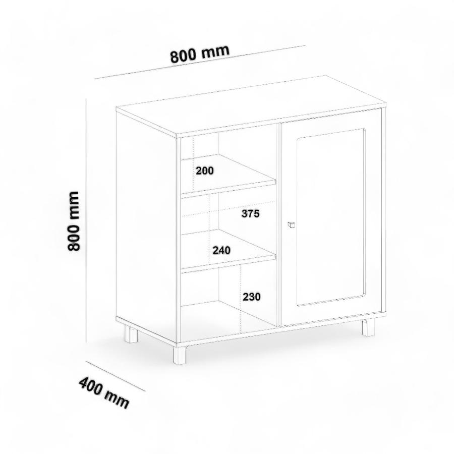 Buffet Baum Charlotte 80x80 Cm Café Roble/Blanco