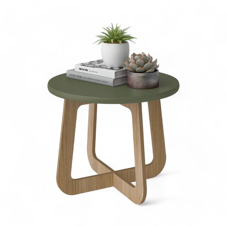 Mesa de Centro Minimalista Redonda Madera Menta/Roble