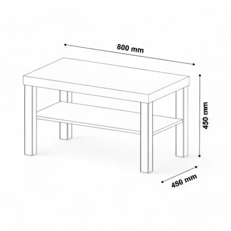 Mesa De Centro Baum Up 80x45 Cm Café Roble/Blanco