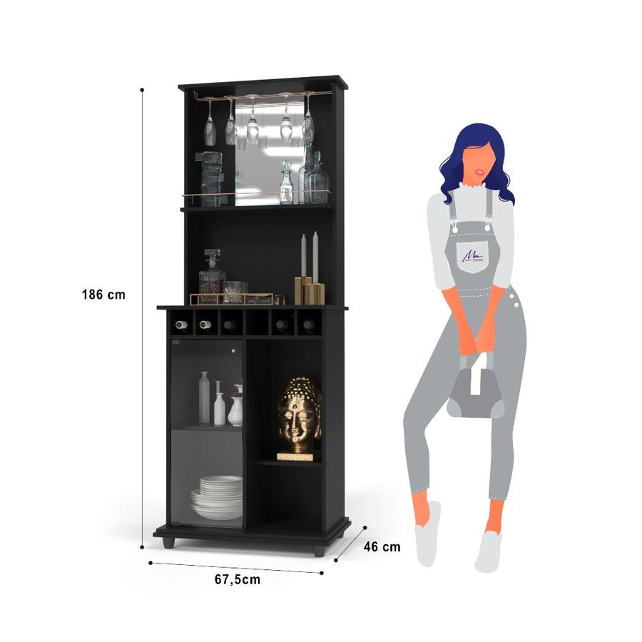Mueble Bar Baum América 186x72 Cm Negro