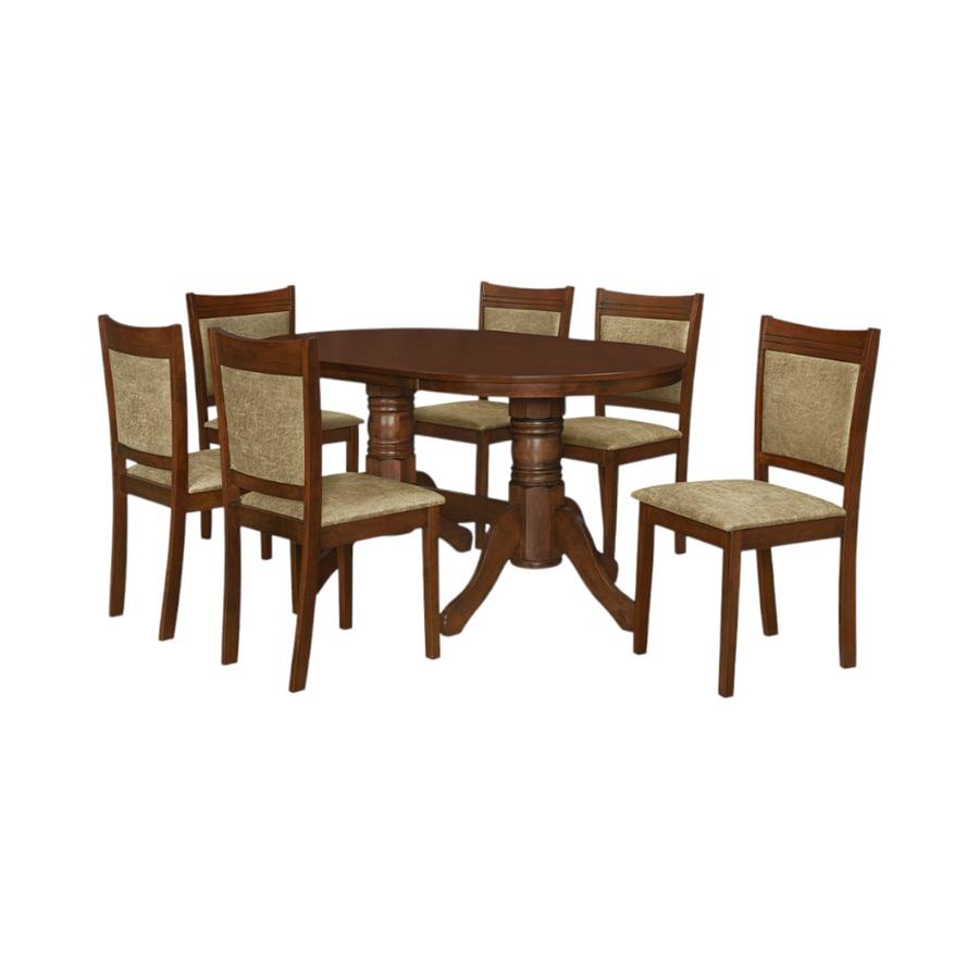 Comedor Ovalado Tamy 6 Sillas Madera Café
