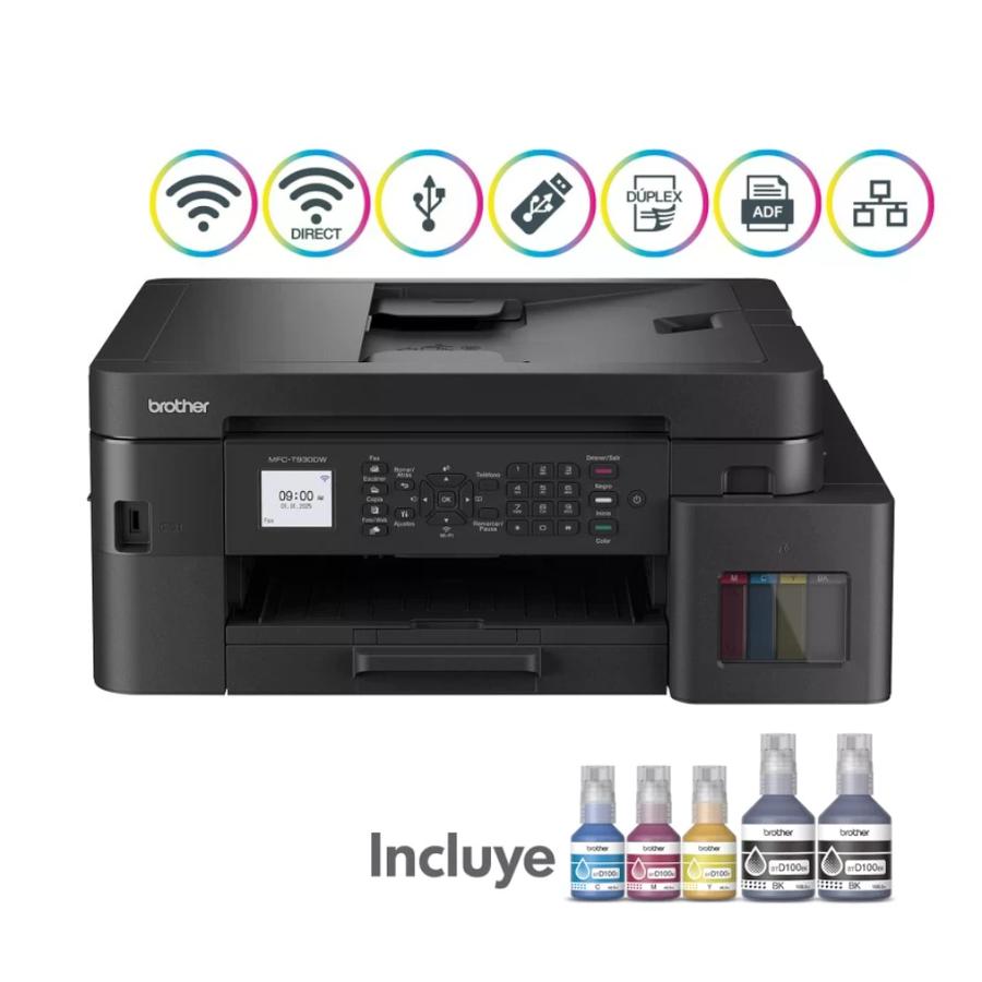 Impresora Multifuncional 3 en 1 Brother DCP-T930DW Negro