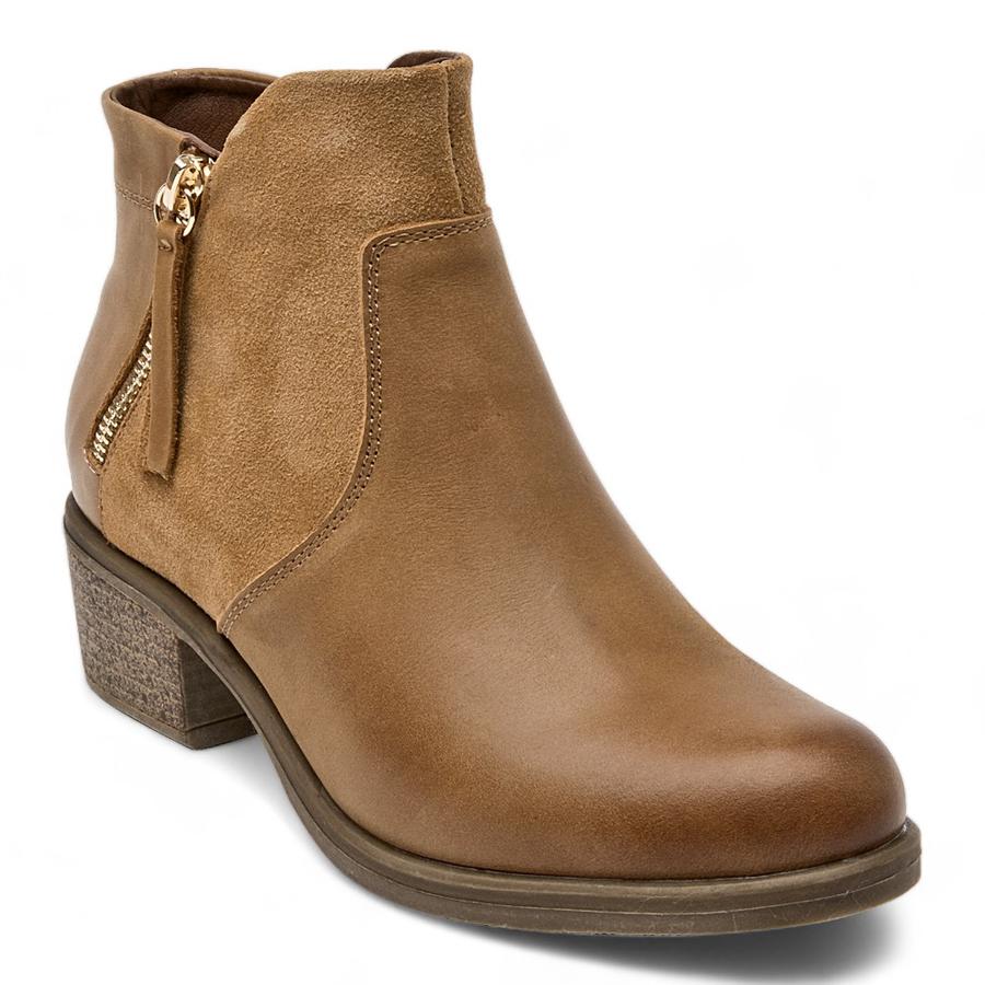 Botin Casual Mujer Bruno Rossi Cuero Camel