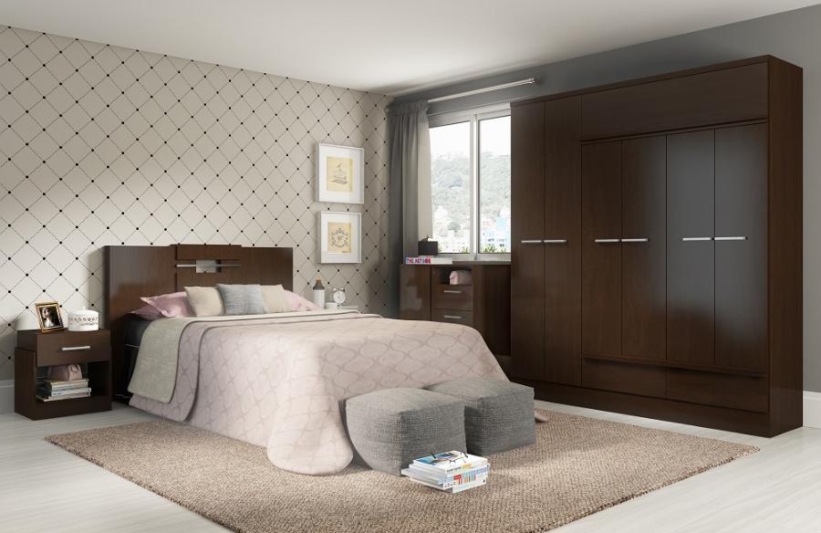 Closet Baum Tabaco Touch 6 Puertas + 2 Cajones