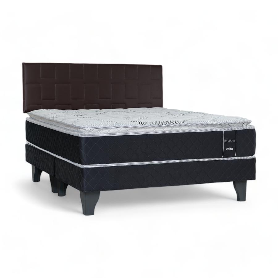 Cama Celta Brunette+Respaldo Bilbao 2 Plazas Base Dividida