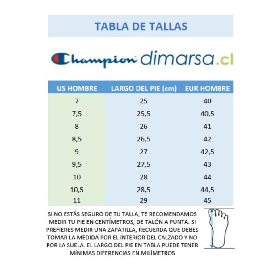 Guía de tallas zapatillas champion hotsell