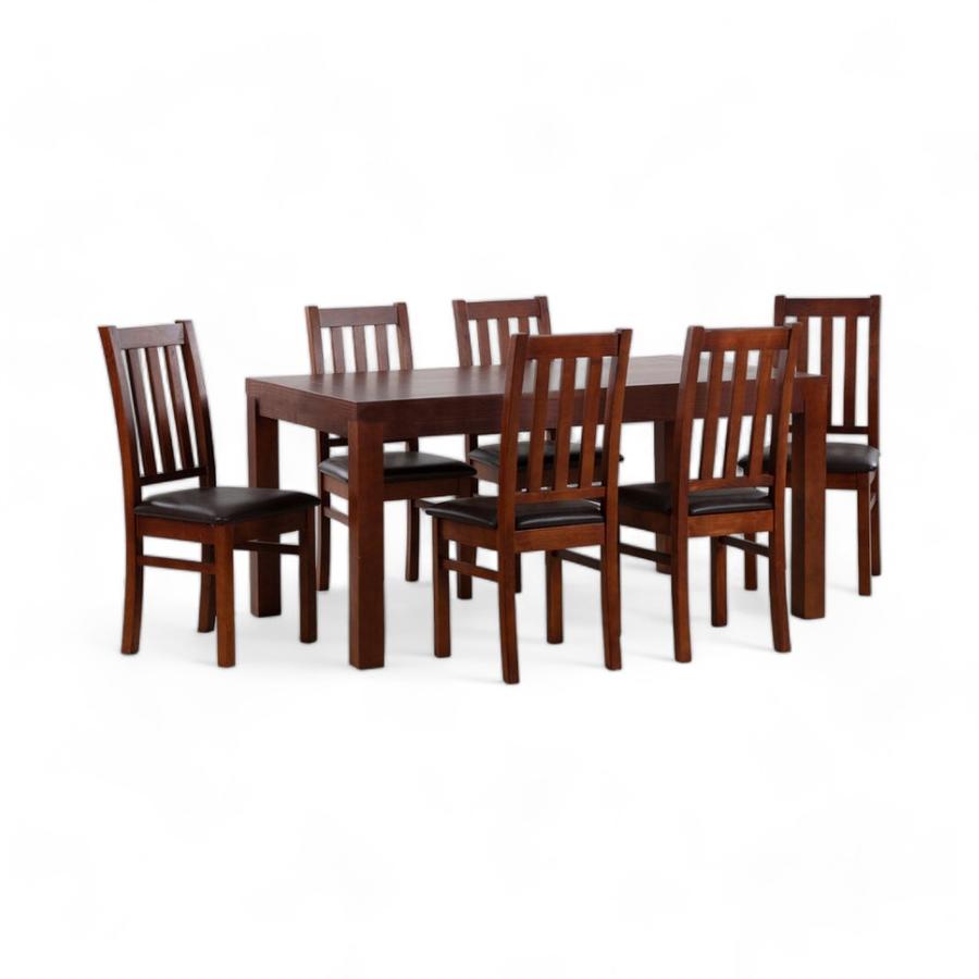 Juego Comedor CIC 6 Sillas Ñuble 160x95 Cm Negro/Café Oscuro