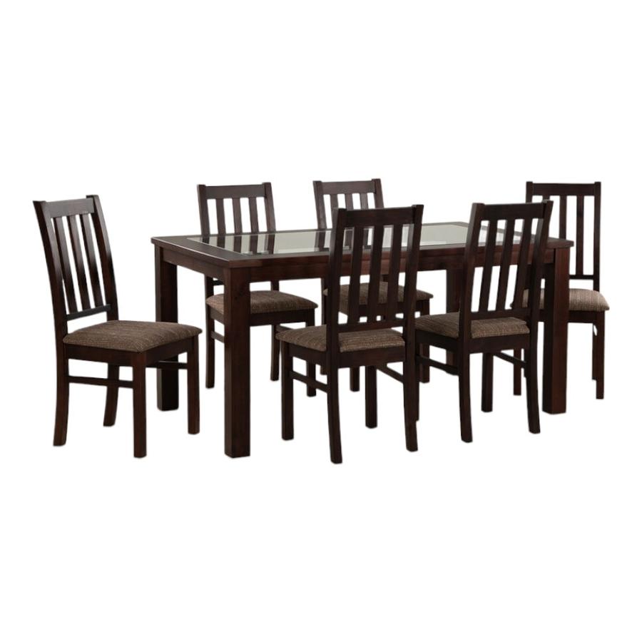 Comedor Cic Ñuble Vidrio 6 Sillas Chocolate