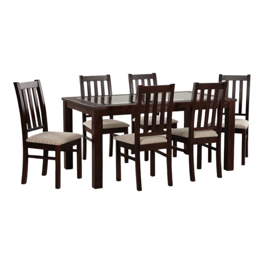 Comedor Cic Ñuble Vidrio 6 Sillas Beige