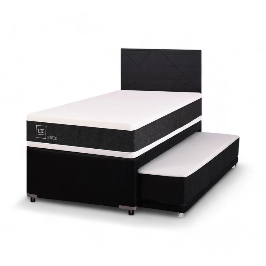 Cama Nido CIC Diván Ortopedic + Respaldo Villarrica Negro