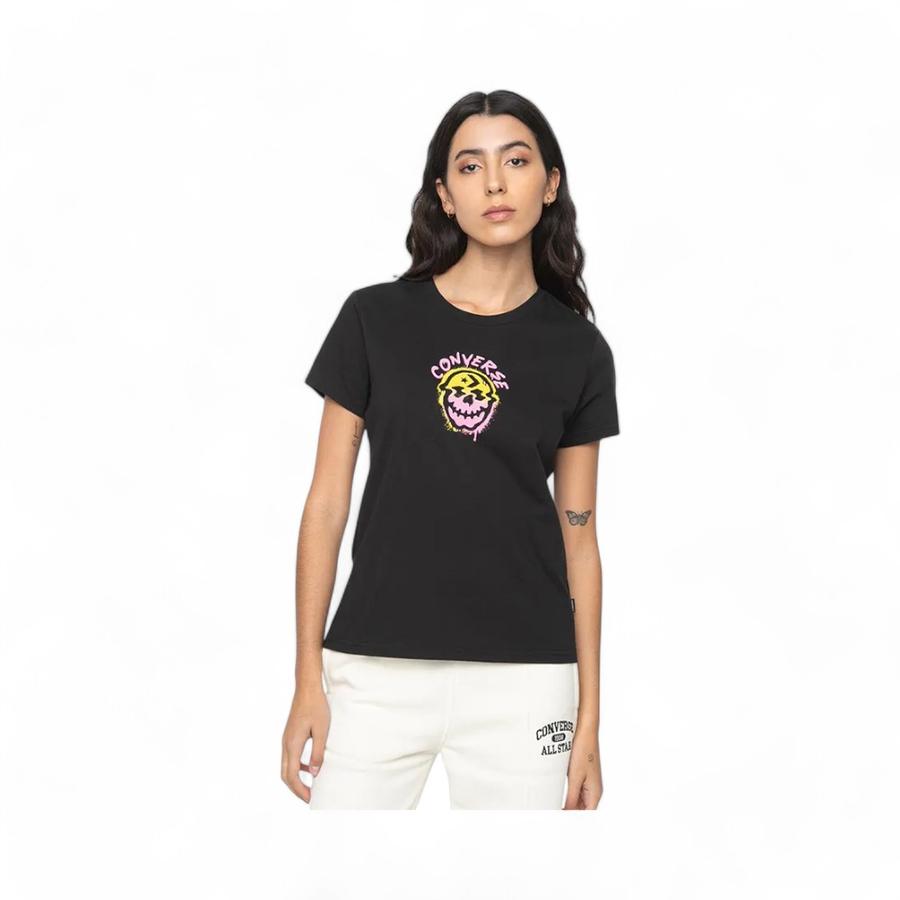 
                                Polera Mujer Converse Spray Paint Skull Manga Corta Negro                            