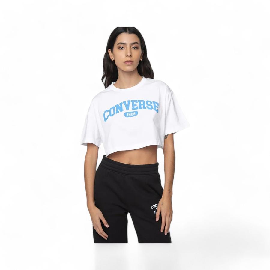 Polera Mujer Converse Sporty Cropped Manga Corta Blanco