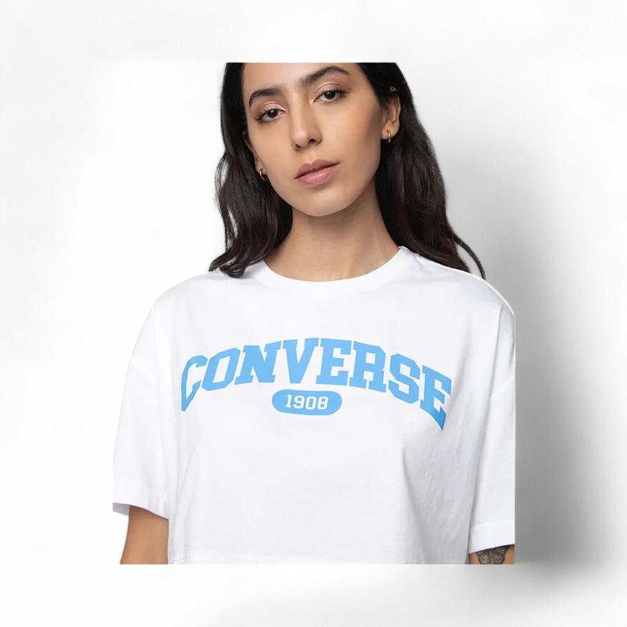 Polera Mujer Converse Sporty Cropped Manga Corta Blanco